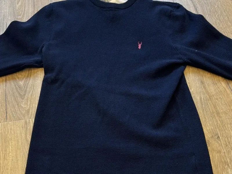 Next Navy Blue Textured Oxford Mock Shirt Jumper